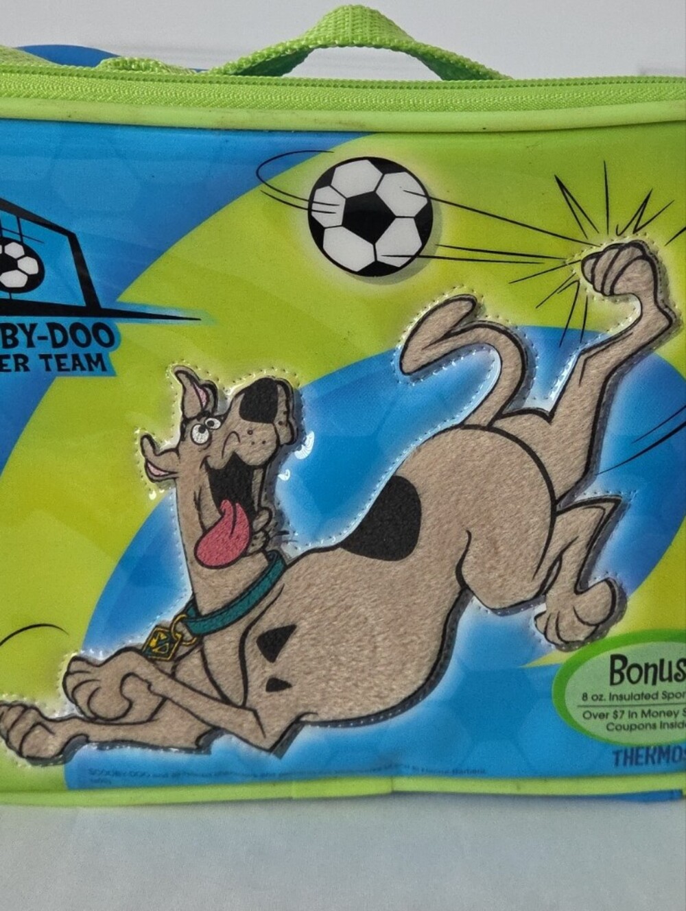 Vintage Thermos Scooby-Doo Blue and Lime Green Lunch Bag With Sports Bottle